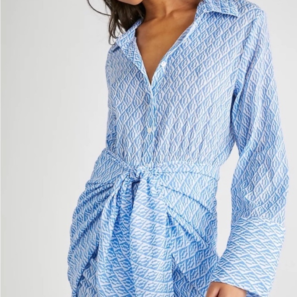Blue Patterned Women's Swim Cover-Up
